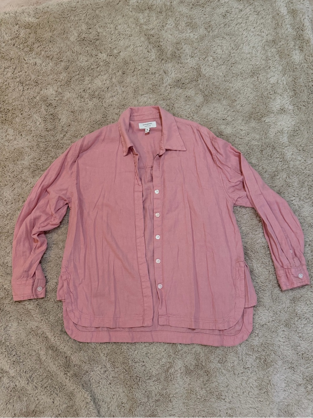 Banana Republic Linen Blend Blush Pink Relaxed Button-Down Shirt